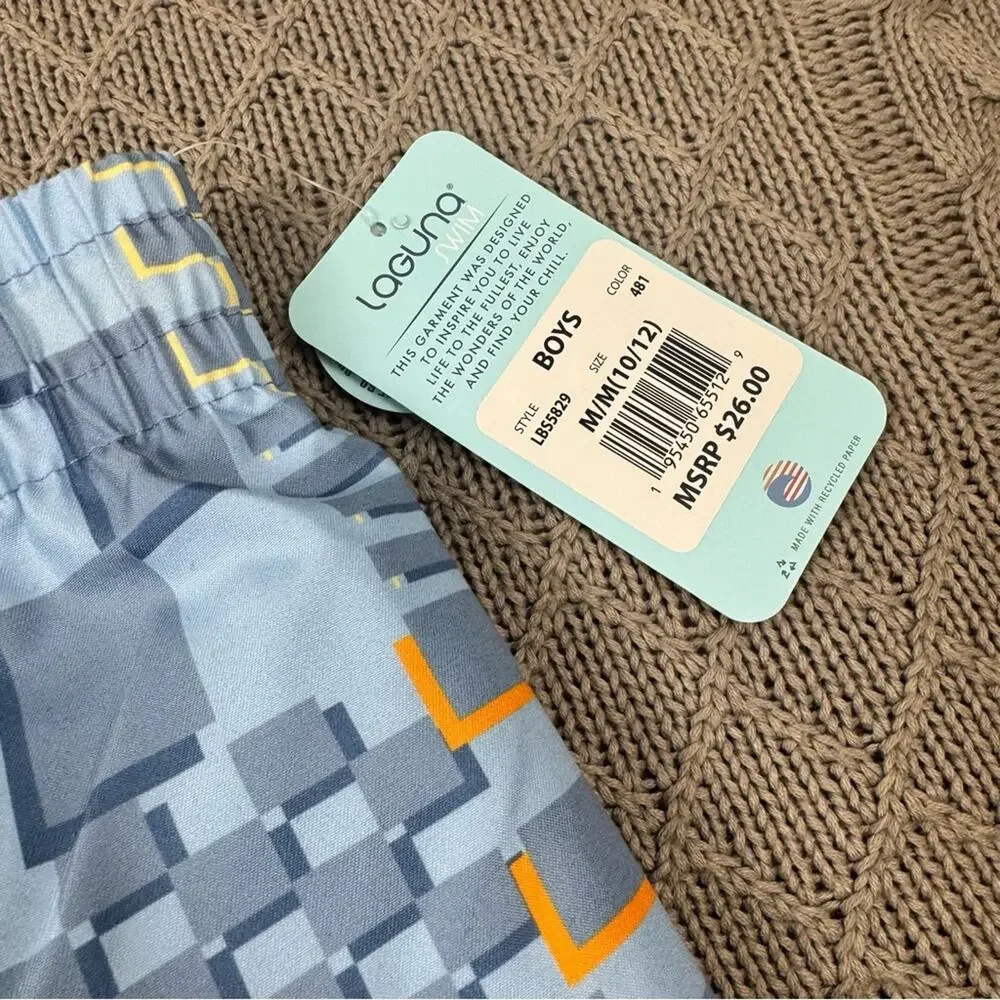 Laguna Boys Geometric Patterned Swim Trunk Shorts 10/12